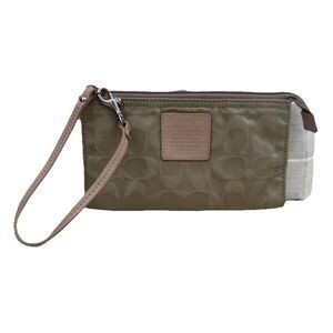 Authentic Coach Wristlet Fabric Logo Wallet‎ Clutch